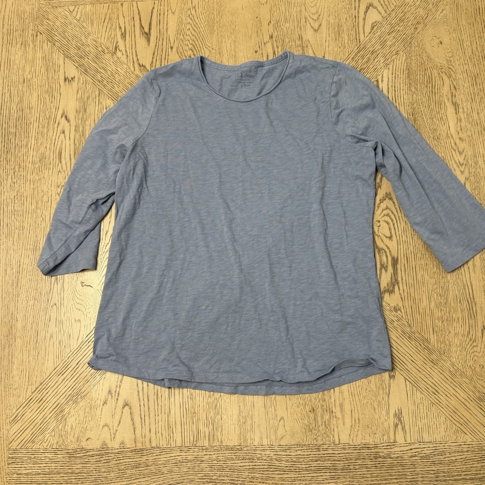 L.L. Bean Large‎ Blue 3/4 Sleeve Round neck Shirt Top
